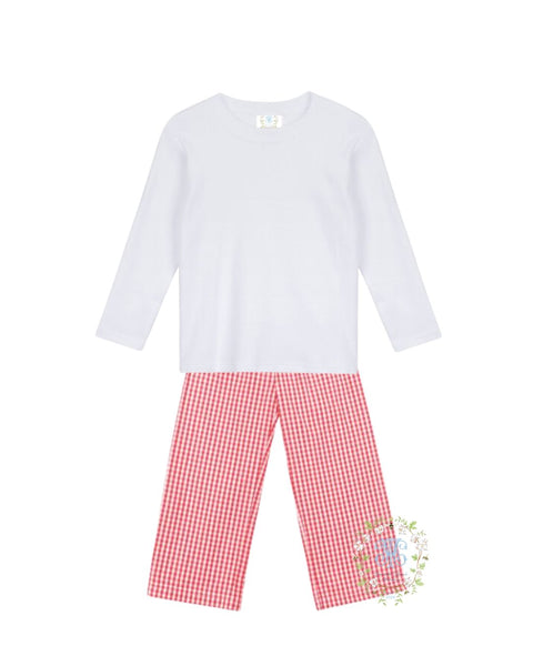 Boys Long-Sleeve / Gingham Pant Set