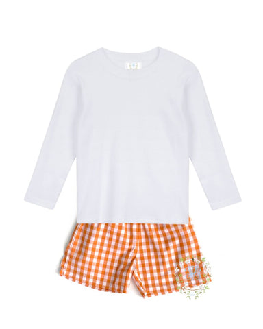 Boys Long Sleeve Shirt / Gingham Short Set