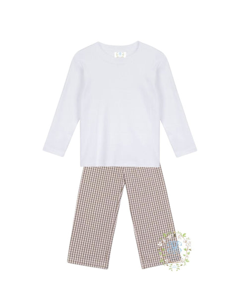 Boys Long-Sleeve / Gingham Pant Set