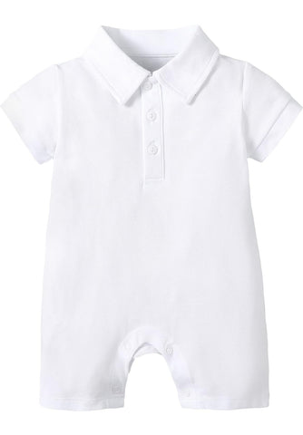 Short Sleeve White Polo Romper