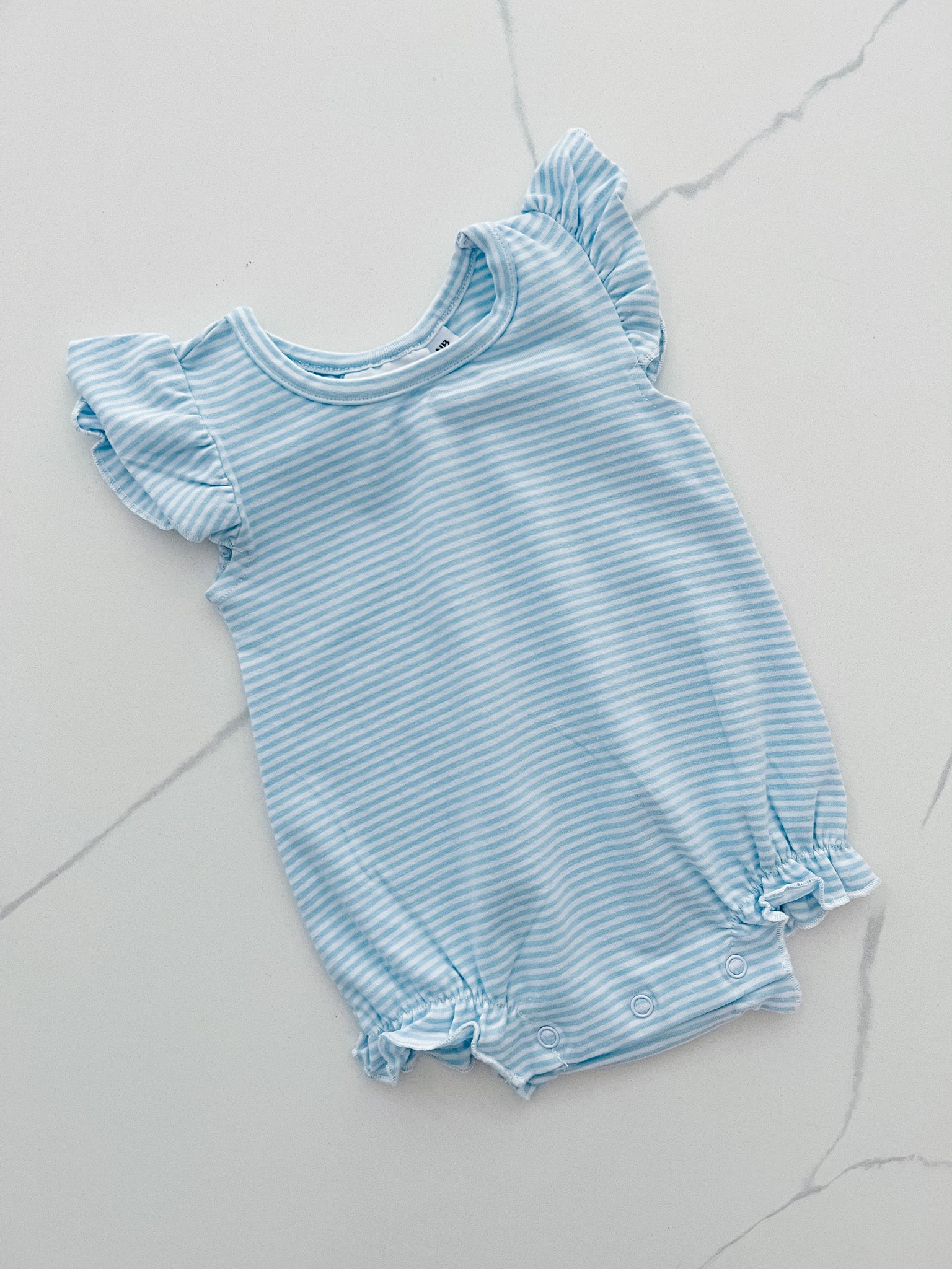 Blue Stripe Flutter Sleeve Bubble