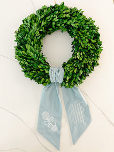 Blue Linen Wreath Sash