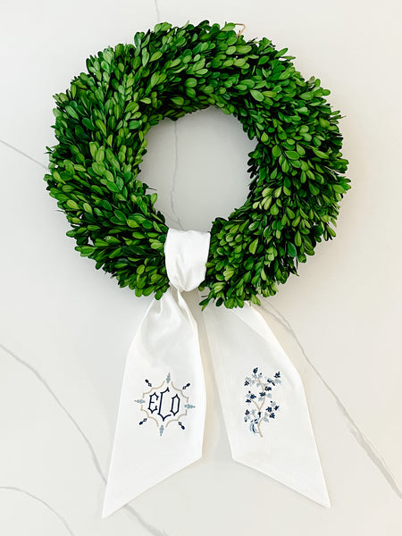 White Linen Wreath Sash