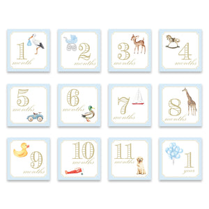 12 Month Milestone Cards - Blue