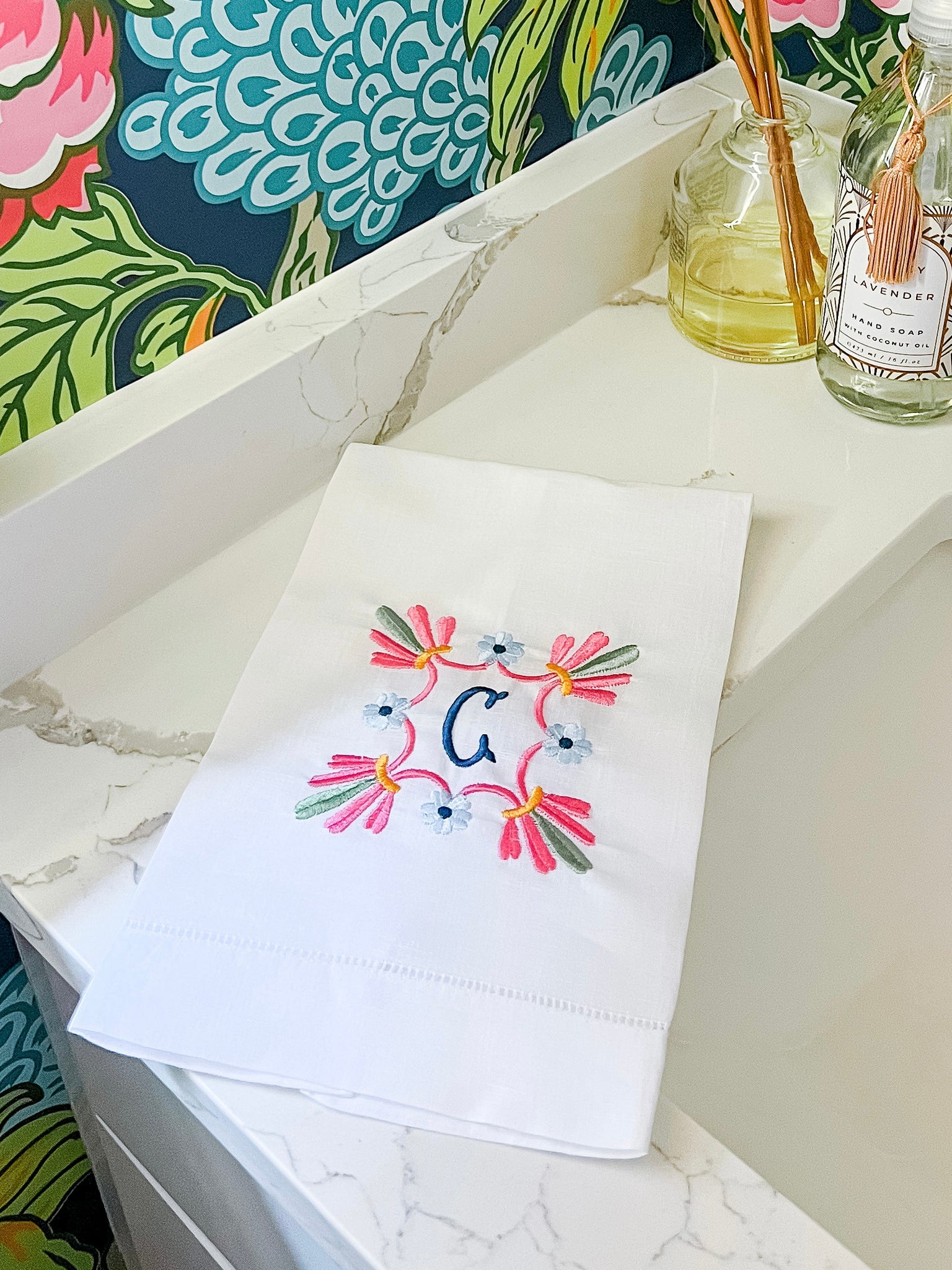 Floral Frame Tea Towel